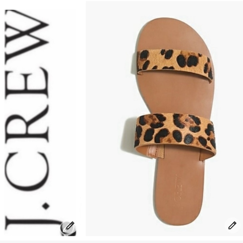 J.Crew Leopard Double Strap Sandals